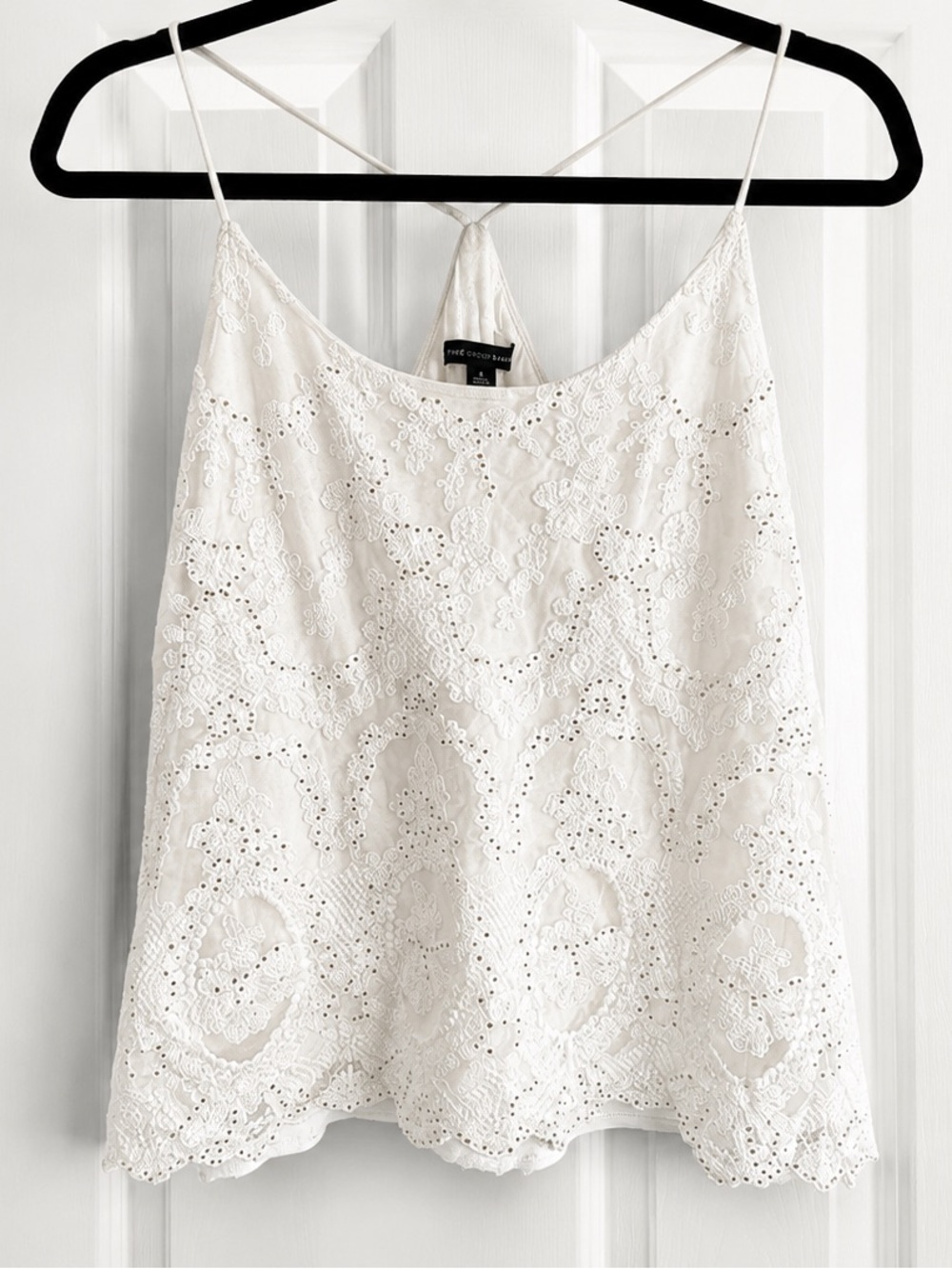 Ivory Embroidered Lace Cami Top Size Small
